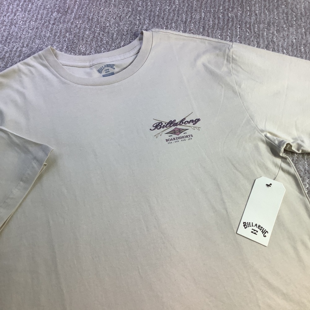 Billabong Mens Crossboards Regular Fit Graphic‎ T-Shirt Sand Beige Size L NWT